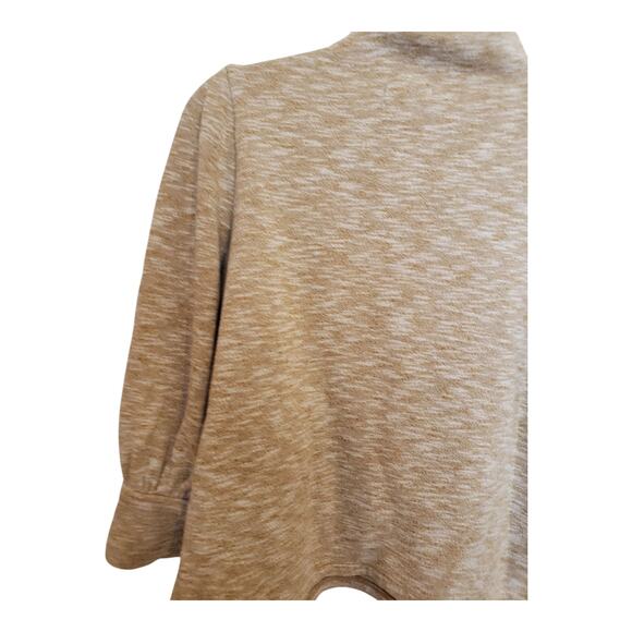 Madewell Gathered Sleeve Mock Neck Knit 3/4 Sleeves Pullover Heather Tan Top Med - Picture 5 of 10